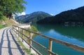 Hiking trail around Lake Ledro in Italy Royalty Free Stock Photo