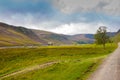 Hiking trail in Cairngorms National Park. Angus, Scotland, UK.