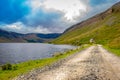 Hiking trail in Cairngorms National Park. Angus, Scotland, UK.