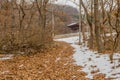 Oriental gate house seen from hiking trail Royalty Free Stock Photo