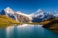 Encountering Bachalpsee when hiking First to Grindelwald Bernese Alps, Switzerland.