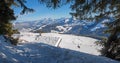 Hiking trail Hartkaiser mountain with view to ski resort Ellmau, tirolean alps