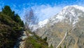 Hiking trail high in the mountains.