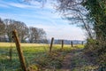 Hiking trail in the hills of Markelo, Twente, Netherlands. MTB route in winter Royalty Free Stock Photo