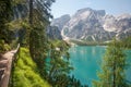 Hiking trail at Lake Braies Royalty Free Stock Photo