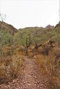 Landscape scenic view of Hieroglyphic  Canyon, Superstition Mountains, Hohokam Petroglyphs, Gold Canyon, Arizona, United States Royalty Free Stock Photo