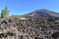 Hiking trail with Pico Viejo Volcano Mountain near the big famous volcano Pico del Teide in Tenerife, Europe Royalty Free Stock Photo