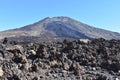 Hiking trail with Pico Viejo Volcano Mountain near the big famous volcano Pico del Teide in Tenerife, Europe Royalty Free Stock Photo