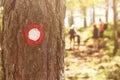 Hiking trail marker Royalty Free Stock Photo