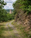 Hiking trail Moselsteig leading to the ruins of Bernkastel castle, Germany Royalty Free Stock Photo