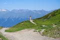 Hiking trail and mountain view in summer in Aibga, Sochi, Russia