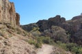 A hiking trail through the mountainous, desert landscape in Superior, Arizona