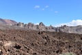 Hiking trail near the Pico Viejo Volcano Mountain near the big famous volcano Pico del Teide in Tenerife, Europe Royalty Free Stock Photo