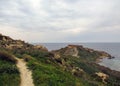 Stunning landscape of Maltese nature Qarraba between Gnejna bay and Ghajn tuffieha bay Riviera, Ta Lippija, Mgarr, Malta