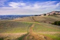 Hiking trail over the hills of Garin Dry Creek Pioneer Regional Park at sunset