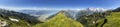 Hiking trail panorama in the swiss mountains in interlaken, switzerland Royalty Free Stock Photo