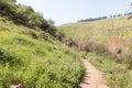 The hiking trail passes near the river Tabor, in the Galilee, near the Afula city, in northern Israel Royalty Free Stock Photo