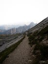 Hiking trail path to Cadini di Misurina mountain group from Tre Cime di Lavaredo in Dolomites South Tyrol Italy alps Royalty Free Stock Photo