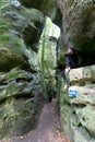 Trail, rock formation, canyon, hiking girl MÃÂ¼llerthal, Luxembourg