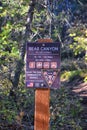 Hiking Trail Sign Bear Canyon Trail by Timpanogos, Wasatch Range Rocky Mountains, Utah. Royalty Free Stock Photo