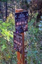 Hiking Trail Sign Bear Canyon Trail by Timpanogos, Wasatch Range Rocky Mountains, Utah. Royalty Free Stock Photo