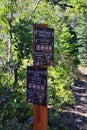 Hiking Trail Sign Bear Canyon Trail by Timpanogos, Wasatch Range Rocky Mountains, Utah. Royalty Free Stock Photo