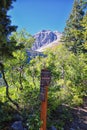 Hiking Trail Sign Bear Canyon Trail by Timpanogos, Wasatch Range Rocky Mountains, Utah. Royalty Free Stock Photo