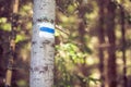 Hiking trail sign/mark in the mountain