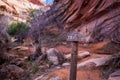 Hiking Trail Sign in Red Rock Canyon near Moab Royalty Free Stock Photo