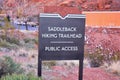 Hiking Trail Signs on Saddleback Tuacahn hiking trail, Padre Canyon,  Cliffs National Conservation Area Wilderness, Snow Canyon St Royalty Free Stock Photo