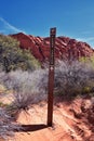 Hiking Trail Signs on Saddleback Tuacahn hiking trail, Padre Canyon,  Cliffs National Conservation Area Wilderness, Snow Canyon St Royalty Free Stock Photo