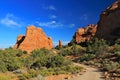 Arches National Park, Hiking Trail through Southwest Desert Landscape in Evening Light, Utah, USA Royalty Free Stock Photo