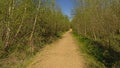 Hiking trail through a springtime forest in Gentbrugse Meersen nature reserve. Royalty Free Stock Photo