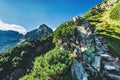 Hiking trail in Tatra mountains in Poland. Toward Koscielec peak Royalty Free Stock Photo