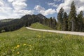 Hiking trail to the Fockenstein peak in the bavarian alps, Germany Royalty Free Stock Photo