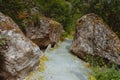 Hiking trail to glacier in Briksdalen Royalty Free Stock Photo