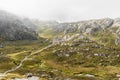 Hiking trail to Kjeragbolten in Lysebotn, Rogaland, Norway Royalty Free Stock Photo