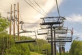 Hiking trails and chairlifts on a sceneic summer landscape in Park City Utah