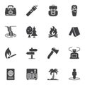 Hiking travel vector icons set Royalty Free Stock Photo