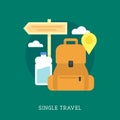 Hiking and traveling objects set. Royalty Free Stock Photo