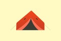 Hiking and trekking camp tent for rest. Vector illustration in cartoon style.