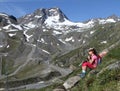 Hiking trekking child in the Alps, Austria