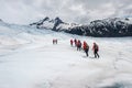 Hiking up a glacier in a remote part of a glacier Royalty Free Stock Photo