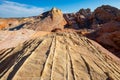 Hiking on vivid sandstone mountains in valley of fire  Navada Royalty Free Stock Photo