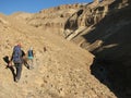 Hiking in Wadi Zeelim. Judean Desert Royalty Free Stock Photo