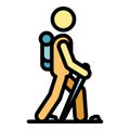 Hiking walking rehabilitation icon color outline vector Royalty Free Stock Photo