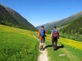 Hiking walking trekking in Alps in Italy spring and summer Royalty Free Stock Photo