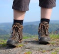 Hiking woman with boots