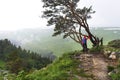 Hiking woman, climber or trail runner in mountains. Royalty Free Stock Photo