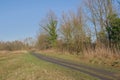 hikint trail through a sunny marsh landscape in the fle ish countryside